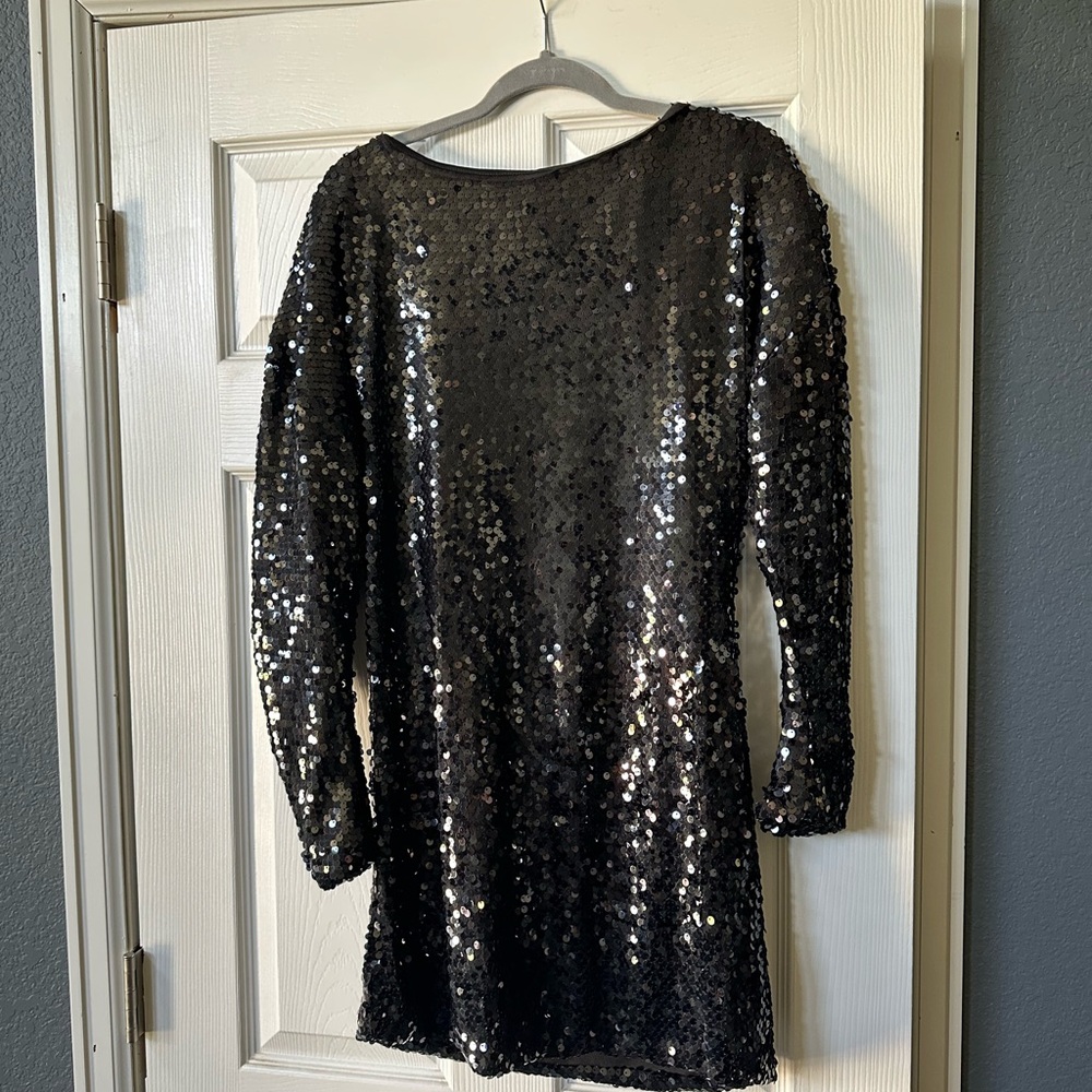Black Sequin Embellished Mini Dress